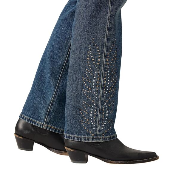 NWT LEVI'S 501 Curvy Straight Leg Jean Size 25 Medium Indigo Studded Design - Picture 2 of 10